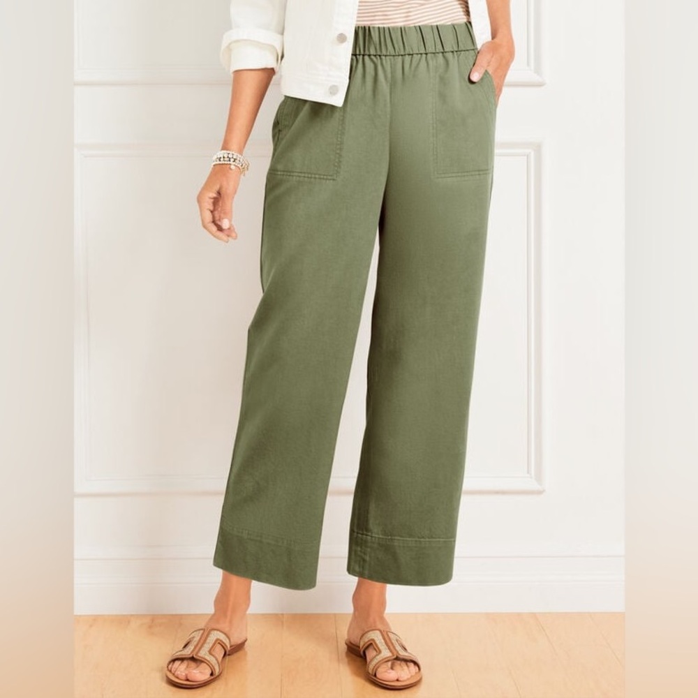Talbots Green Pull-On Wide Leg Crops